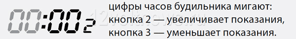 Цифры часов будильника мигают на дисплее брелка А93