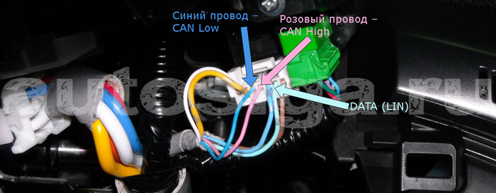 Подключение can и lin шин на разъёме замка зажигания CAN + LIN