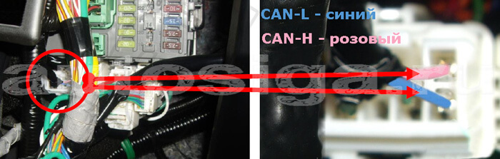 Подключение к can в разъёме блока предохранителей Подключение к can
