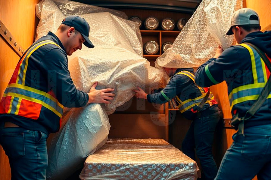 Упаковка мебели для безопасной перевозки в грузовике