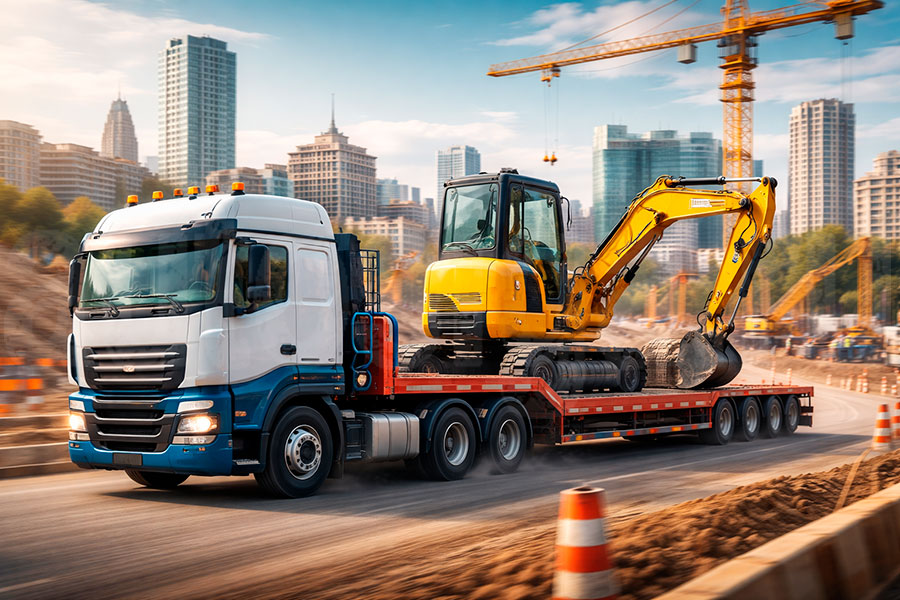 Доставка арендованного мини-экскаватора на строительный объект