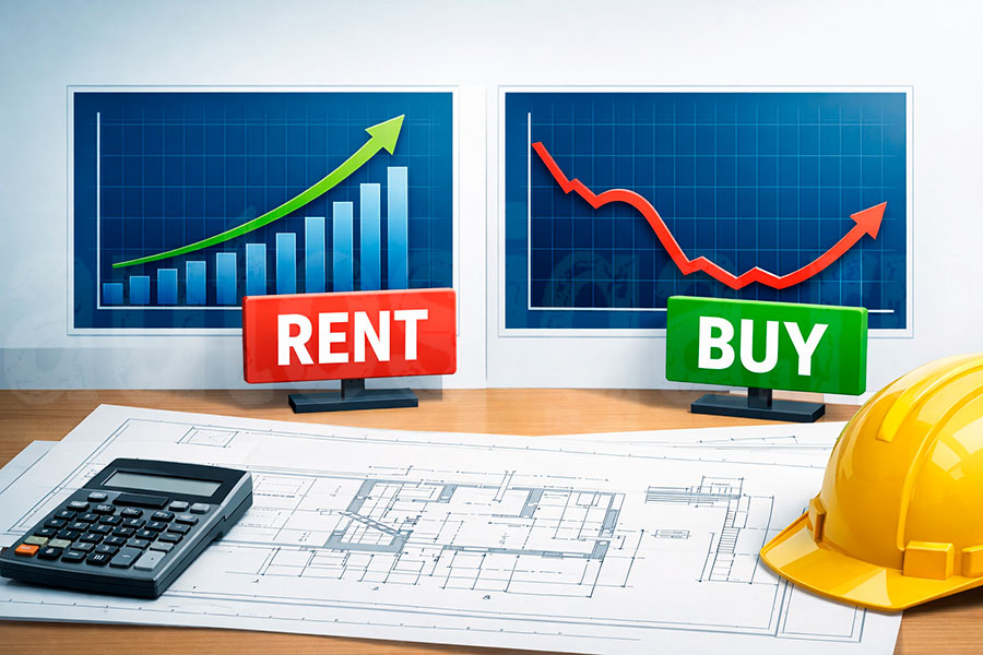 График и расчеты, показывающие финансовую выгоду аренды спецтехники вместо покупки для строительной компании