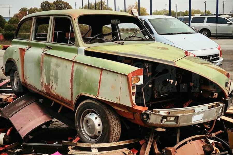 Очень сильно битый автомобиль Очень сильно битый автомобиль