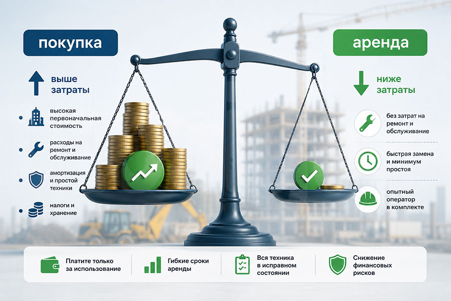 Инфографика: экономия на обслуживании, быстрая замена техники, работа с опытными операторами