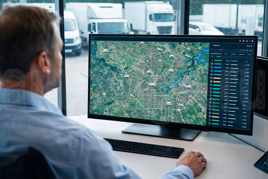 Система мониторинга транспорта для автопарка на экране диспетчера