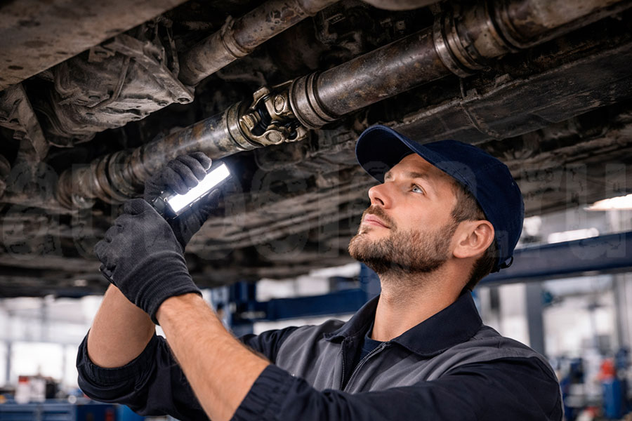 Проверка состояния кардана в сервисе Диагностика карданного вала – осмотр на подъёмнике
