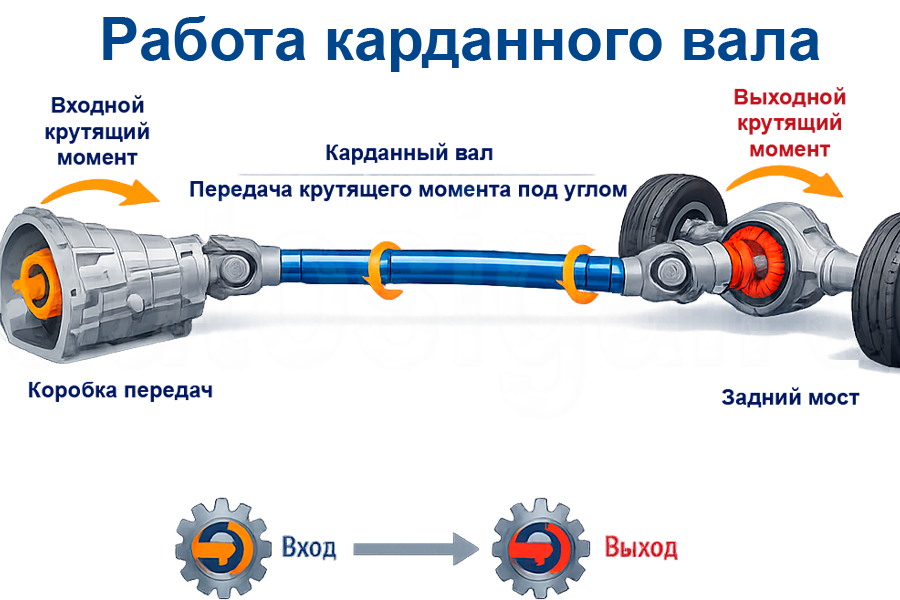 Принцип работы карданного вала в трансмиссии автомобиля Работа карданного вала – передача крутящего момента под углом
