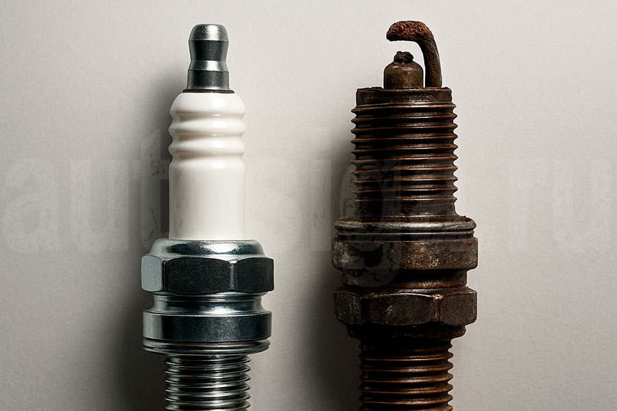 Признаки износа свечей зажигания: как отличить исправную от неисправной Сравнение новой и изношенной свечи зажигания: эрозия электродов и нагар на изоляторе
