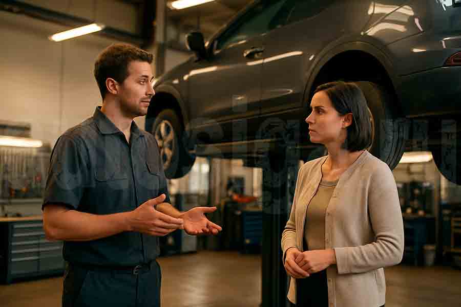 Клиент и мастер в автосервисе: доверительный диалог перед обслуживанием автомобиля