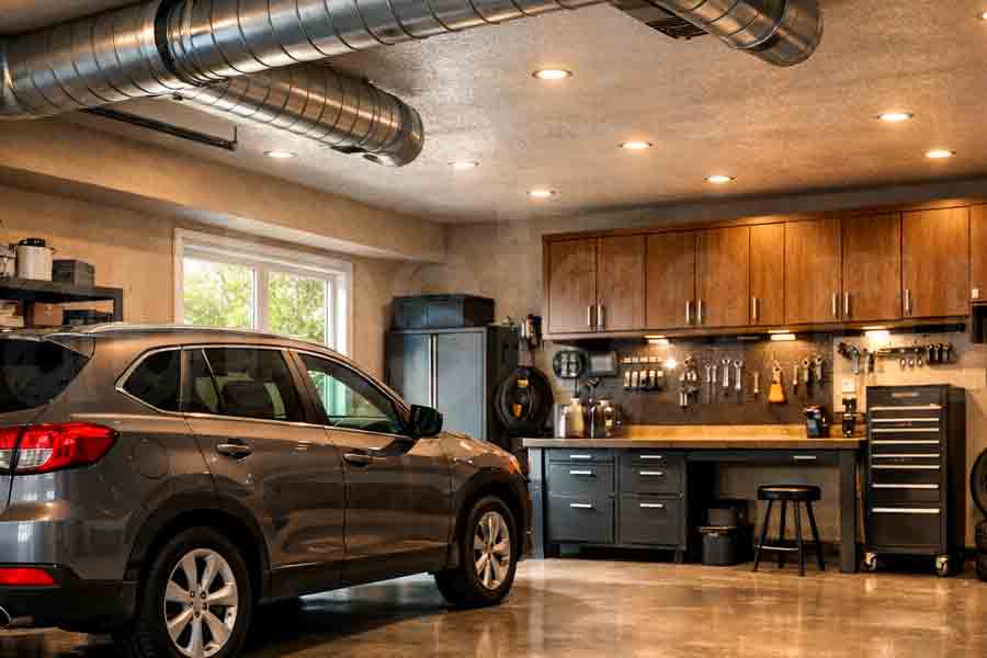 Освещение в гараже для ремонта и обслуживания автомобиля