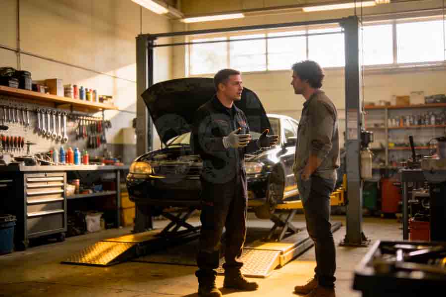 Мастер объясняет нюансы работы клиенту