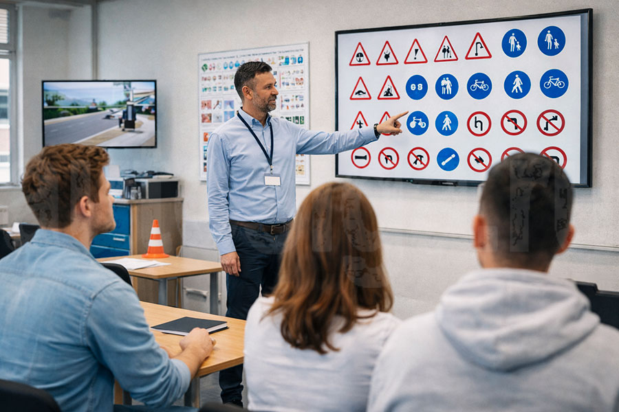 Изучение правил дорожного движения на теоретических занятиях в автошколе