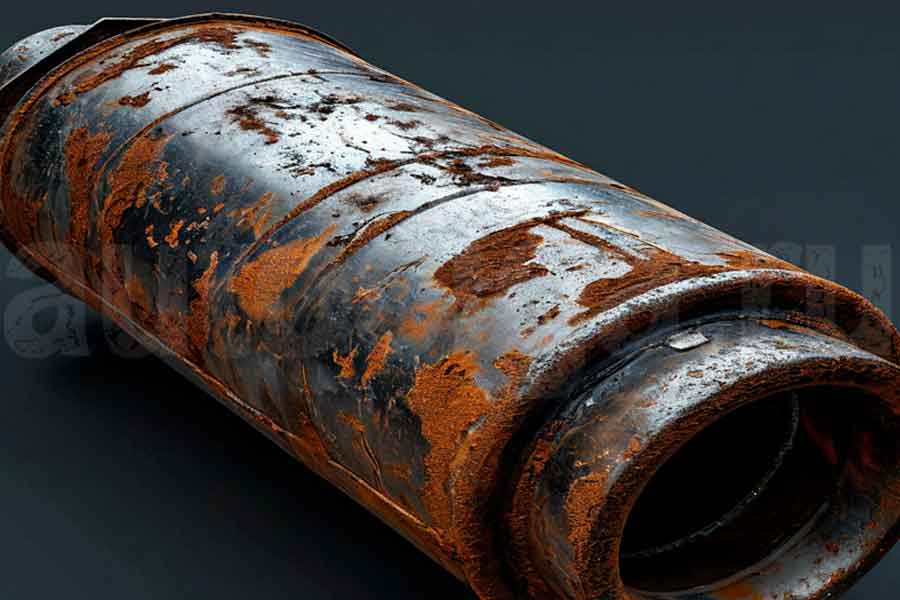Ржавый глушитель авто