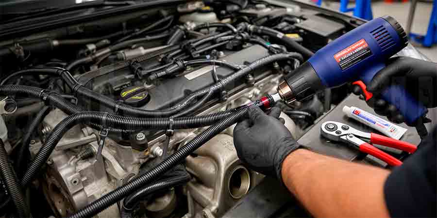 Защита проводки у мест с утечками рабочих жидкостей