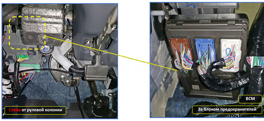 Honda Vezel 2025: расположение блока BCM для подключения сигнализации