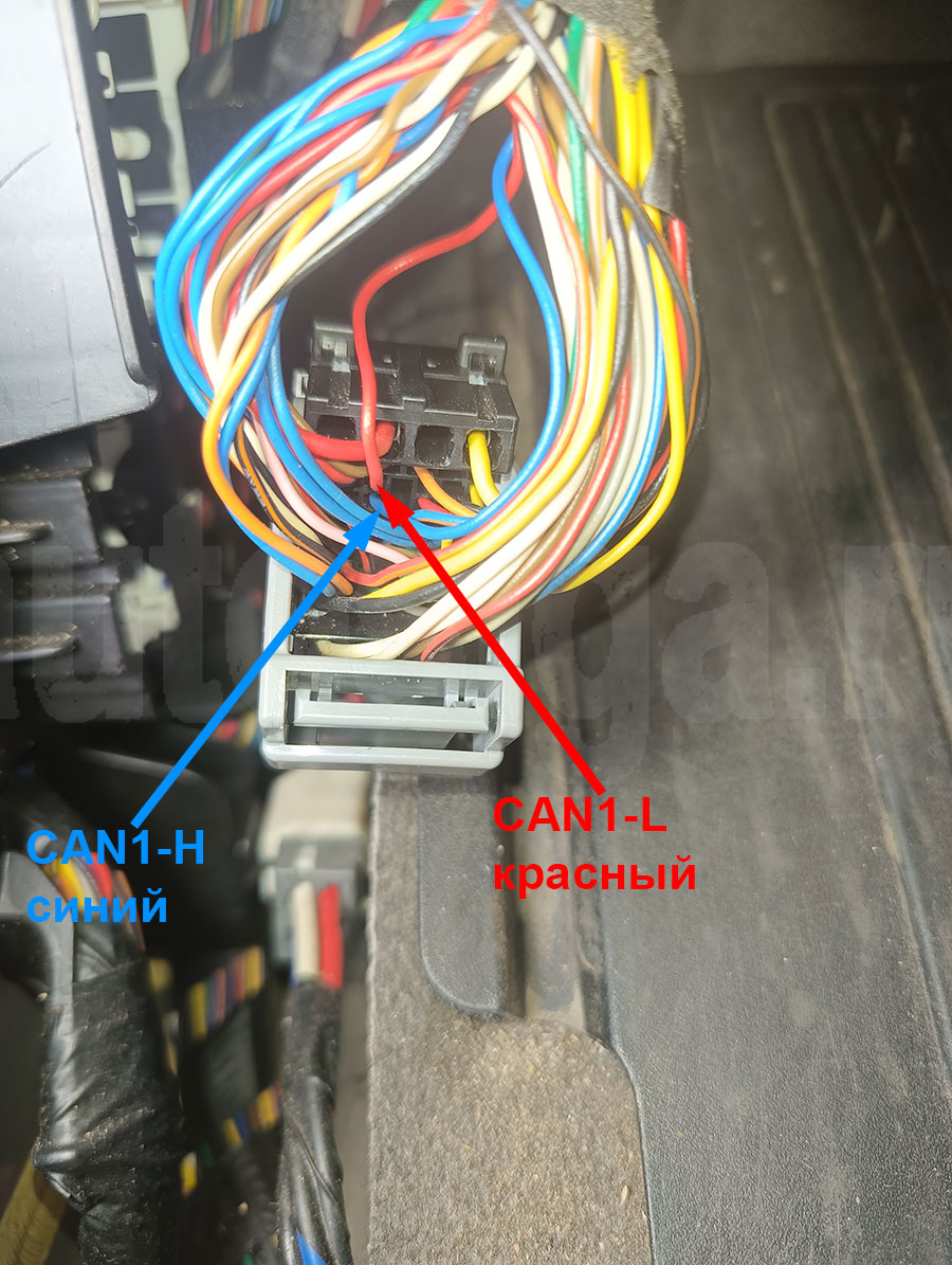 CAN1 Kia Carnival 2019 PTS – подключение в нижнем разъёме кик-панели