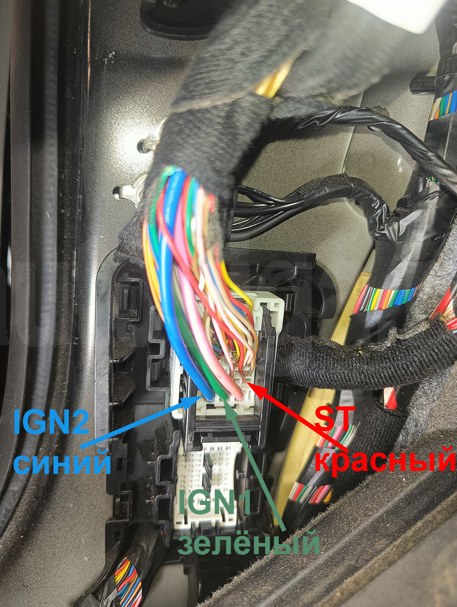 Зажигание и стартер Kia Carnival 2019 PTS – подключение автозапуска