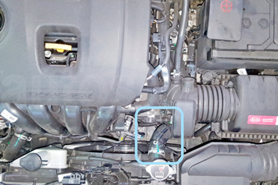 Kia Soul 2019-2023 Датчик температуры двигателя Киа Соул 2019-2023 Установка датчика температуры