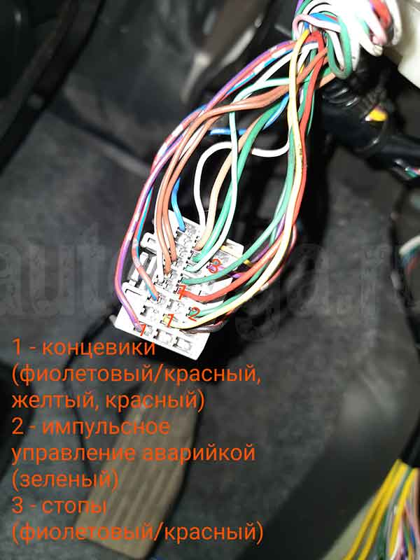 Точки подключения автосигнализации на Mitsubishi eK-Wagon 2015 – концевики дверей, стопы и аварийка