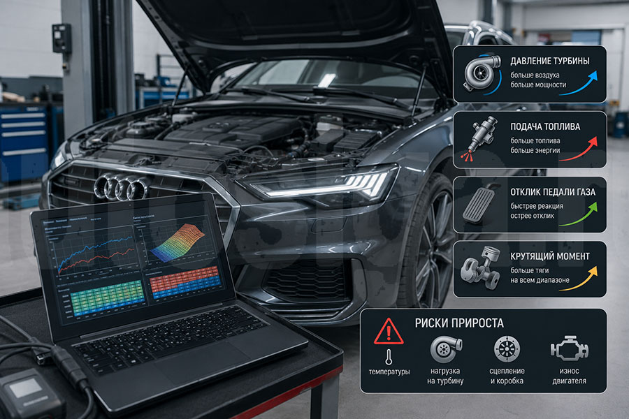 Чип тюнинг Audi: Stage 1, настройка ECU и возможные риски