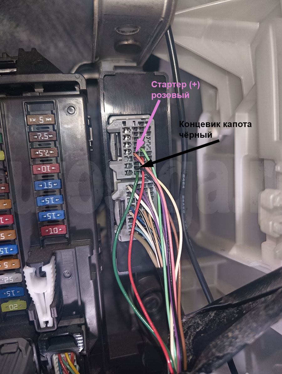 Toyota Roomy 2016-2020 PTS: стартер и концевик капота