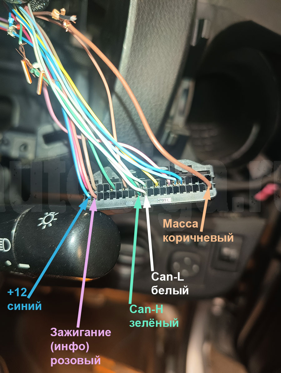 Toyota Vitz 2018: подключение CAN и питания на панели приборов Toyota Vitz 2018: питание, масса, контроль зажигания и CAN на панели приборов